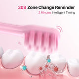 Pink 3 Modes Sonic Electric Toothbrush with Smart Timer - IPX7 Waterproof, 60 Day Battery Life, V888-ELOSUNG56305-1
