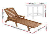 Gardeon Sun Lounge Lounger Table and Chairs Beach Chair HDPE Patio Outdoor Furniture Wheels Brown FF-LOUNGE-3HE-BR