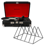 Crosley Cruiser Bluetooth Portable Turntable - Black Gadhouse Vinyl Rack Bundle - Black V398-CR8005FVR-BK4