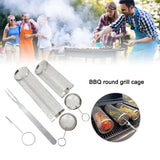 4 Pack Stainless Steel Rotisserie Grill Baskets with Stand, Cylindrical Mesh Tubes for Vegetables V1189-LC-HW-00392