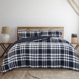 Ardor Ronan Navy Plaid Jacquard Quilt Cover Set Queen V442-INT-QUILTCS-RONAN-NAVY-QS