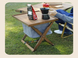 Foldable Wooden Laundry Cart with Detachable Fabric Storage Bag Walnut Color 45x37x53cm V888-ELOSUNG1094