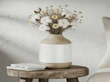 Ceramic Vase, Modern Farmhouse Brown & White Textured Flower Vase, Natural Wood Tone Decorative Boho V1366-AZ2-W-19384