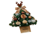 Mini Xmas Tree with Deer Horn Adjustable Light Strings Tabletop Small Destop Decor 50cm Khaki V1294-YM0901-3115240085811