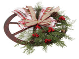 Red Truck Wheel Christmas Bowknot Wreath Fall Wreath Front Door Wooden Hanging Ornament Wreath V1294-YM0523-10320072