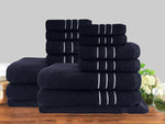 14pc classic dobby stripe cotton towel set 650gsm sailor blue V517-AM14PC-SB