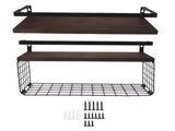 2 Set Wall Mounted Storage Shelves Bathroom Metal Wire Rustic Floating Shelf for Kitchen Office V1294-YM0703-3117230092811