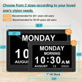 Dementia Digital Clock for Seniors, Extra Large Electric Calendar Clock With 20 Alarms Auto DST and V1237-MS-724-080