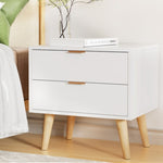 Artiss Bedside Table 2 Drawers - White FURNI-Q-BS-03-WH