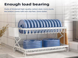 CARLA HOME 2-Tier Dish Drying with Drainage Tray, Utensil Holder, Cup Hooks & Cutting Board LSB-36168