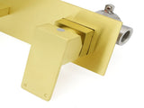 Brushed Gold Square Wall Mount Basin Mixer Laundry Vanity Tap Spout Faucet Set V1233-KSQ301G