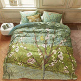 Bedding House Van Gogh Peach Trees Green Cotton Sateen Quilt Cover Set King V442-HIN-QUILTCS-PEACHTREES-GREEN-KI