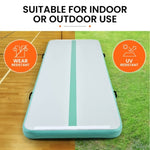 PROFLEX 800x100x20cm Inflatable Air Track Mat Tumbling Gymnastics, Mint & Grey, with Electric Pump V219-PRFTAT8GGA