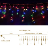 12.5M Christmas Lights Solar Icicle String Light Multi Colour Jingle Jollys XMAS-LED-500-IC-MC-SLA