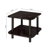 SOGA 70cm Black Ceramic Side Table Stone Pattern Modern Design with Black Metal Legs SIDETAB39