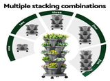 Green Fingers Raised Garden Bed 5 Tier Vertical Garden Grey Strawberry Stackable Planters Herbs GARDEN-PLASTIC-25L-GR