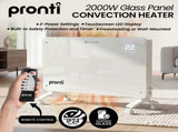 Pronti Glass Panel Convection Heater with Remote Control LED Display White HEA-GPL-E20-WH