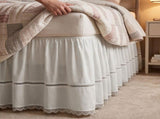 Twin XL Dorm Bed Skirt Extra Long Drop Elastic Wrap Around Dust Ruffle White Soft Machine Washable V1369-AZ3-W-11038