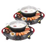 SOGA 2X 2 in 1 Electric Stone Coated Teppanyaki Grill Plate Steamboat Hotpot STEAMBOATR2ROUNDX2