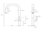 WELS Brushed Nickel Round Pull Out 2 Modes Spout Kitchen Sink Tap Laundry Mixer V1233-KRD512BS