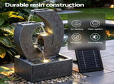 Gardeon Solar Fountain 5 Levels Cascading Water Feature Resin 50cm Black FOUNT-MUSHROOM-3LVL-BK