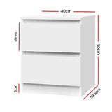 Artiss 2x Bedside Table 2 Drawers - PEPE White FURNI-E-PURE-WHX2