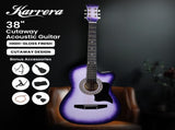 Karrera 38in Pro Cutaway Acoustic Guitar with Carry Bag - Purple Burst CC38-PRO-SPL