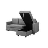 Murry 2 Seater Sofa Bed With Pull Out Storage Corner Lounge Set In Grey With Chaise V43-SOF-MURR-GR