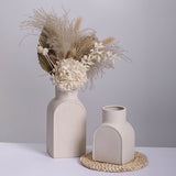 White Ceramic Vase Set of 2Square Vase Rustic Home Decor Minimalist Nordic Boho Style for Living V1192-AZ-W-15846