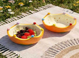 Ceramic Fruit Bowl Cute Orange-Shaped Home Fruit Rack with 6 Spoon Decorative Bowl for Kitchen, V1366-AZ2-W-15214
