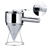 Stainless Steel Pancake Batter Dispenser Funnel 1200ML Large Capacity Conical Funnel with Rack V1294-YM0626-3118220317812