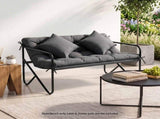 Gardeon Garden Bench 2 Seater Outdoor Bench Metal with Cushion 118cm Black GB-TEX-CUSHION-BK