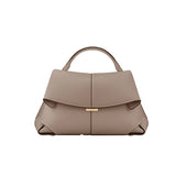 Khaki Elegant Womens Genuine Cowhide Leather Top Handle Satchel - Chic Flap Crossbody Shoulder Bag V888-ELOSUNG32064