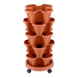 Green Fingers Raised Garden Bed 5 Tier Vertical Garden Brick Red Strawberry Stackable Planters Herbs GARDEN-PLASTIC-25L-BR