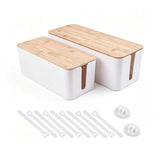 2 Pack Cable Management Box - Cord Organizer Box with Wooden Lid for Tv Wires, Power Strips, Router, V1370-AZ4-15718