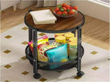 Folding Rolling Side Table Wheels, 3-Tier Round Storage Cart, Space-Saving Portable End Table V1107-CS-UAZGGZ21