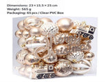 65-Piece Christmas Tree Ornament Set with Painted Balls, Train, Pinecone, Star and Merry Christmas V1341-ZY-H3QLKW2R-PINK