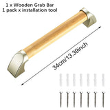 Wooden Grab Bar Wall Mounted Durable Grab Rails for Home Bathroom Withstand V1192-AZ-W-15809