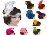 12x 1920s FLAPPER HEADBAND Headpiece Feather Sequin Charleston Gatsby Party BULK - Assorted Colours V563-12FLAPPERHDBND-ASSTDCLRP