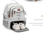 White Stylish Large Capacity Backpack - Water-Resistant Oxford Rucksack for Travel, School & Daily V888-ELOSUNG33667