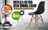 4X Retro Dining Cafe Chair DSW BLACK V274-FT-PP623-BK4