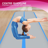 Powertrain Airtrack 20cm Thick 7m x 1m Inflatable Gymnastics Tumbling Mat Air Track - Blue IFM-0701-GYBU
