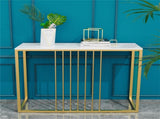 Narrow Console Sofa Entry Table Behind Couch Table Sintered Stone Golden Frame V767-JJ-XZ191-PR-WT-V1