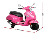 Kids Electric Ride On Car Motorcycle Motorbike Vespa Licensed GTS Pink RCAR-MBIKE-VESPA-PK