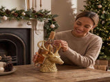 Christmas Reindeer Wine Bottle Holder Decorative Tabletop Stand Holiday Bottle Rack for Wine V1366-AZ2-W-13174
