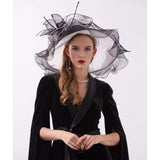 Women's Church Hat Organza Fascinator Wedding Tea Party Hat Wide Brim Sun Hat V1370-AZ4-11283