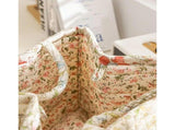 Boho-Chic Quilted Floral Storage Basket, 13"x11"x10 Quilted Fabric Storage Basket with Handles & V1366-AZ2-W-11590