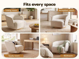 Artiss Swivel Armchair 360&deg Curved Accent Chair Linen Fabric Beige UPHO-K-SWL-FB-BG