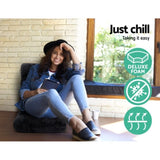 Artiss Floor Lounge Sofa Bed Flannel Fabric Black FLOOR-SBL-M193-S-BK