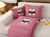 Pink Cap Bear 2-in-1 Foldable Car Pillow Blanket - Cozy 40x40cm Pillow, Unfolds to 100x150cm Blanket V888-ELOSUNG33117